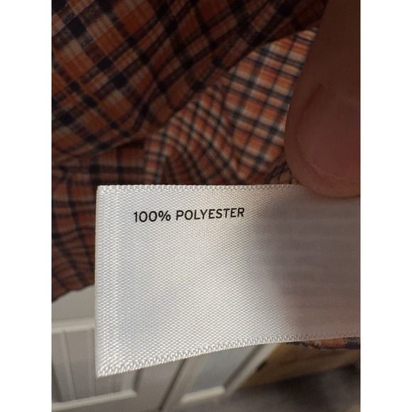 Duluth Trading 2XL Relaxed Fit Plaid Button Shirt Textured Orange Short Sleeve - Picture 4 of 5